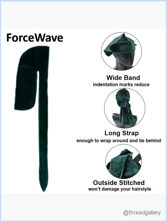 Velvet Durags for Men Premium Pack of 4 with Long Tail Wide Strap
